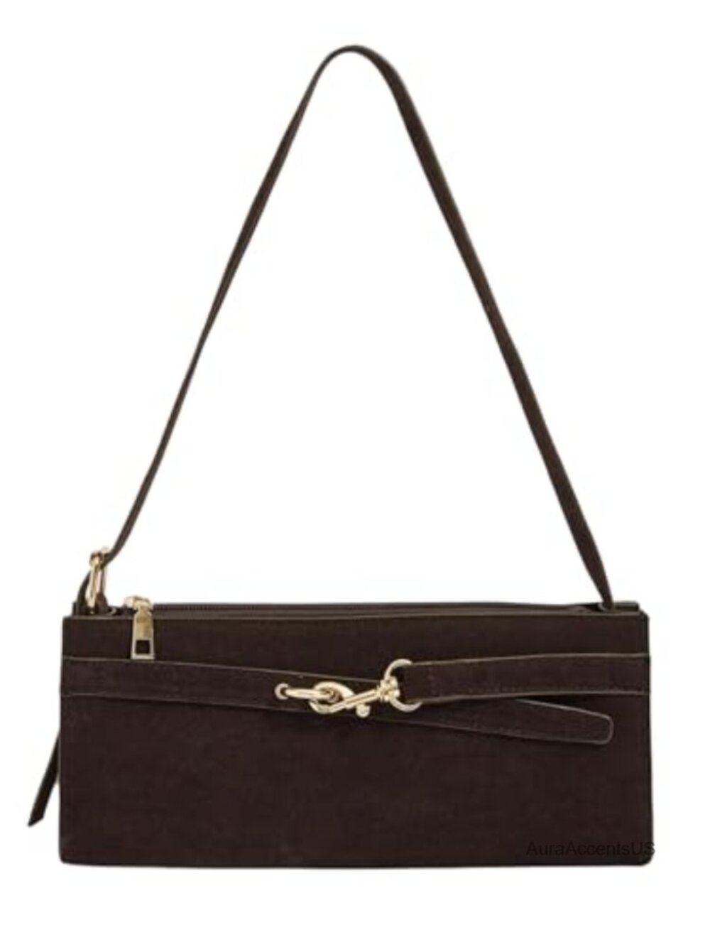 Women's Faux Suede Shoulder Bag Square Shape Zipper Closure Top Handle Purse